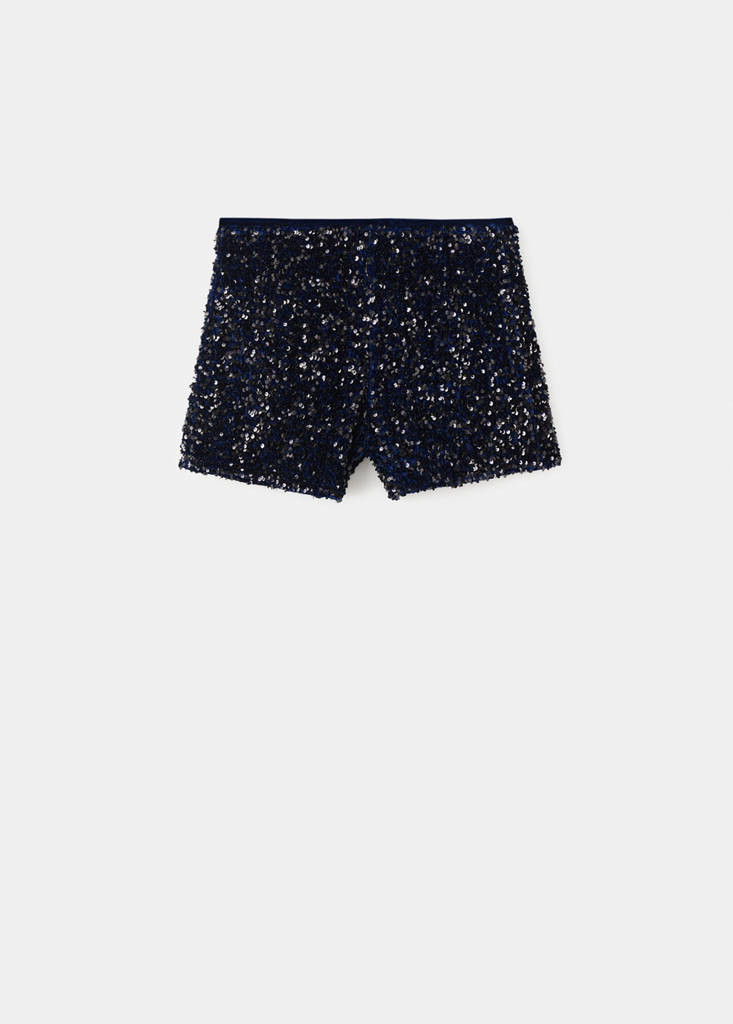 Velvet shorts with sequins — Navy
