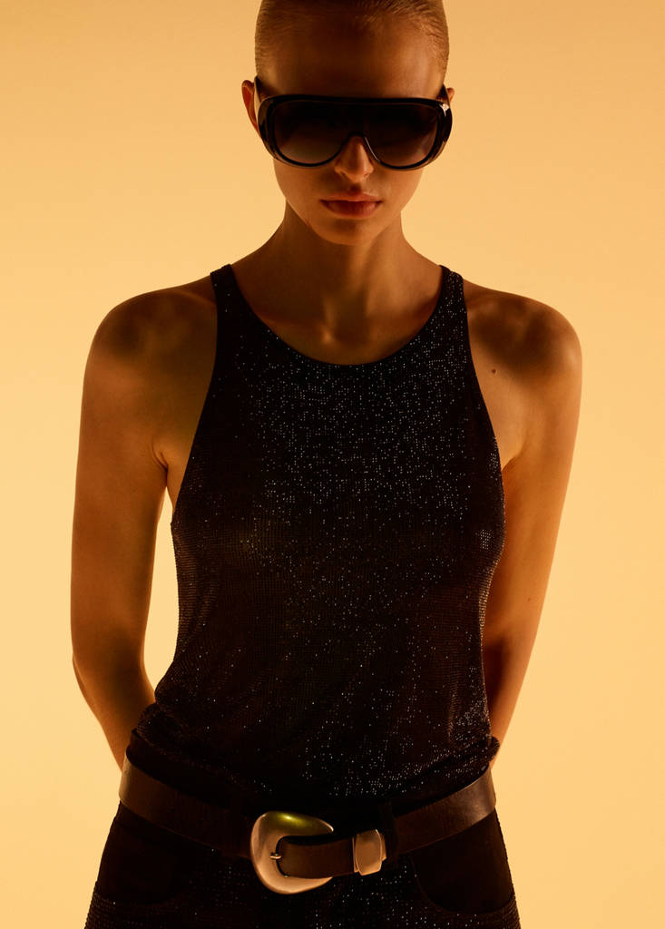 Halter top with crystals — Black