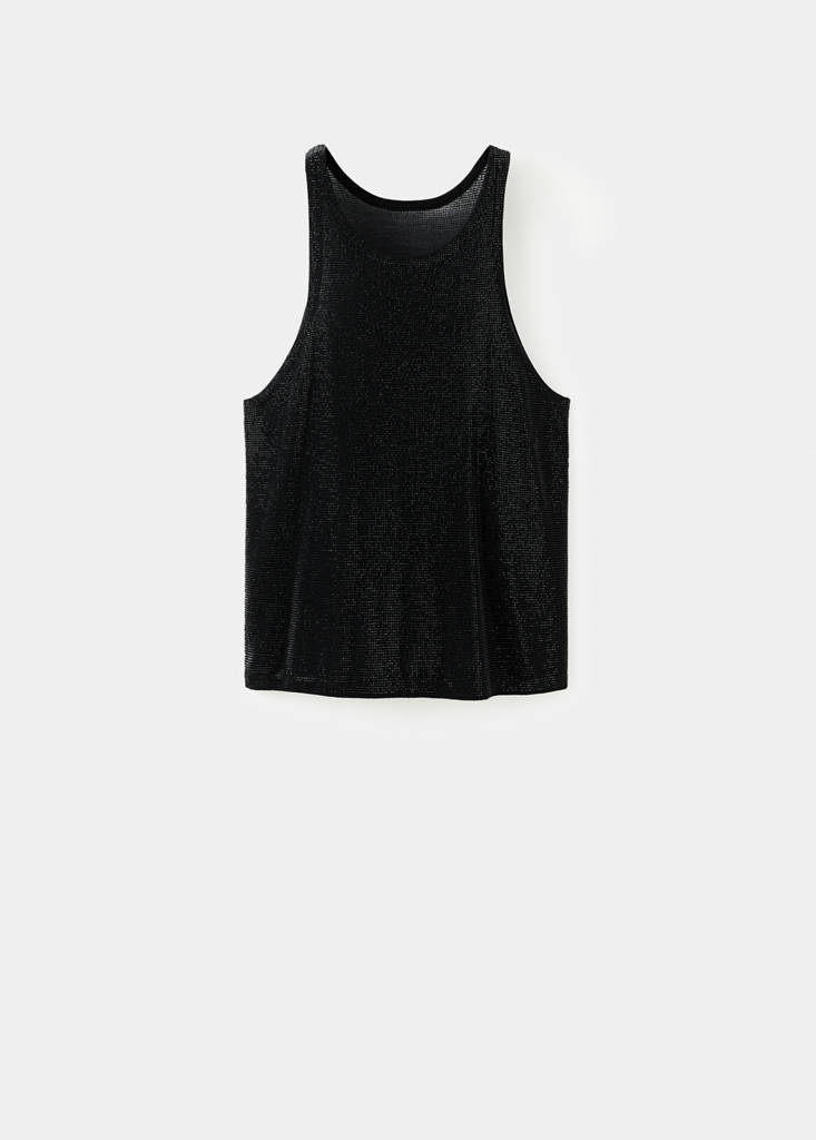 Halter top with crystals — Black