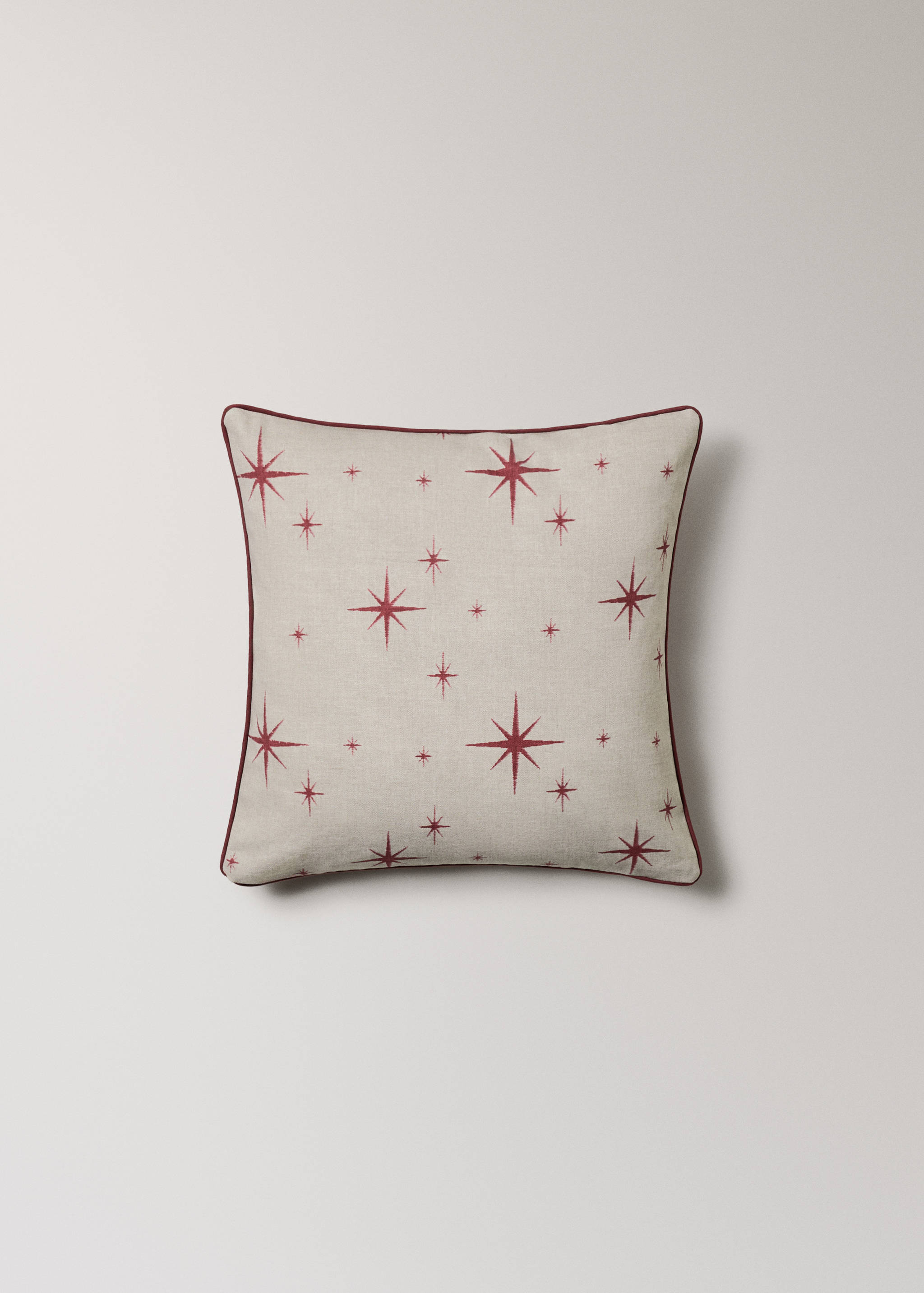 Cotton cushion cover with star print and piping 45x45 cm - Details of the article 4