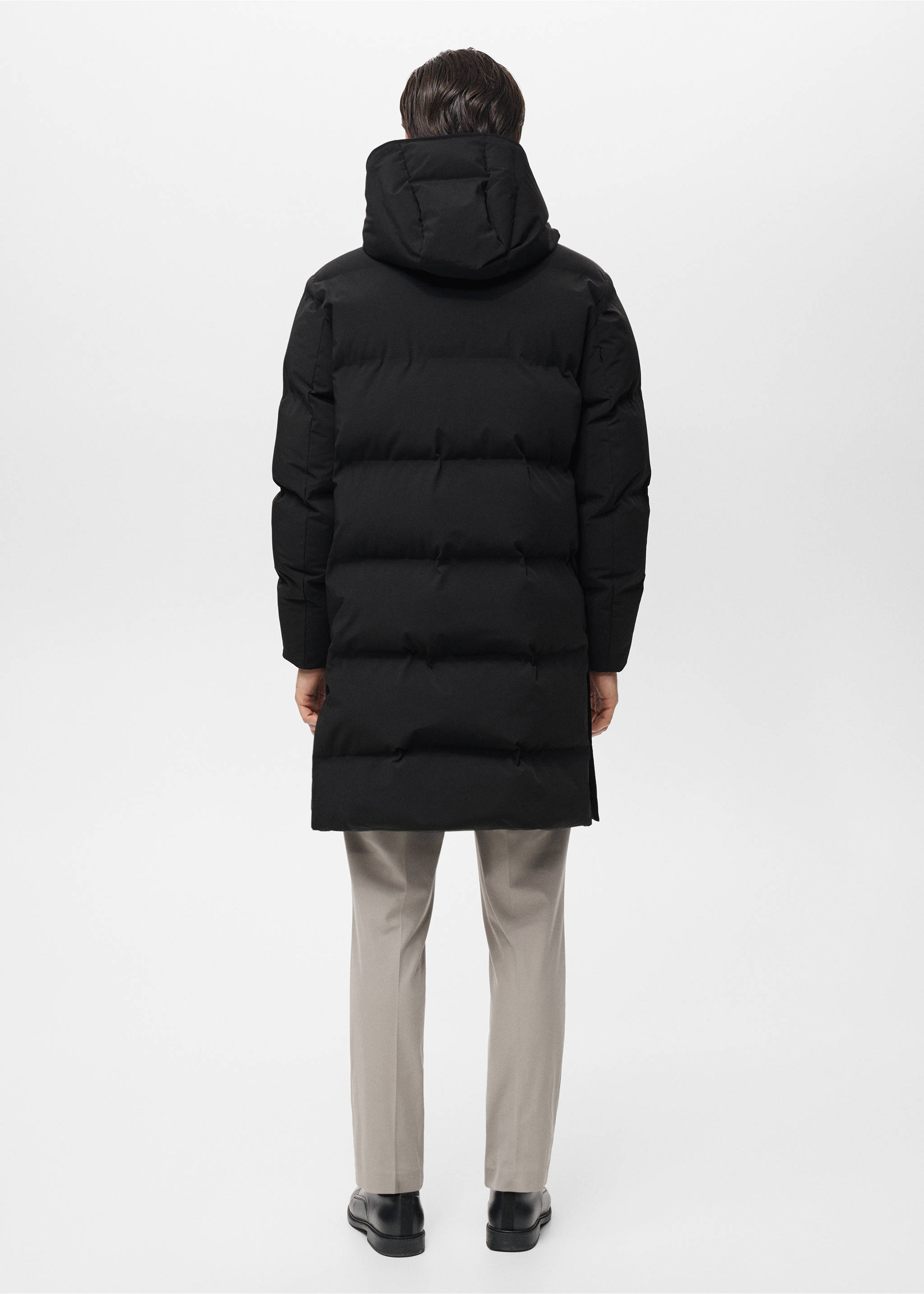 Anorak largo tejido waterproof relleno Thermolite® - Reverso del artículo, Negro. Ref: 17099204-00.