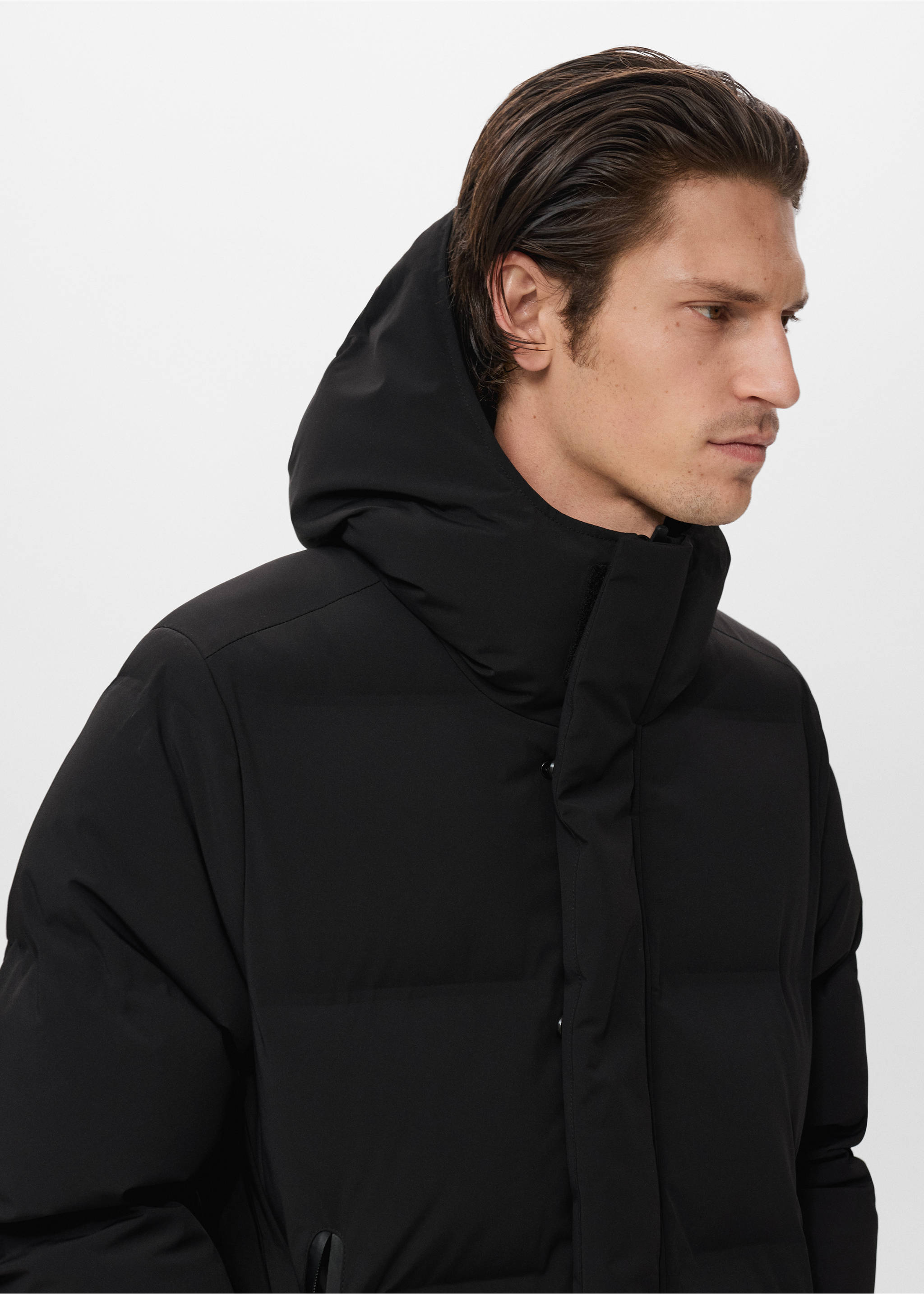 Anorak largo tejido waterproof relleno Thermolite® - Detalle del artículo 1, Negro. Ref: 17099204-00.