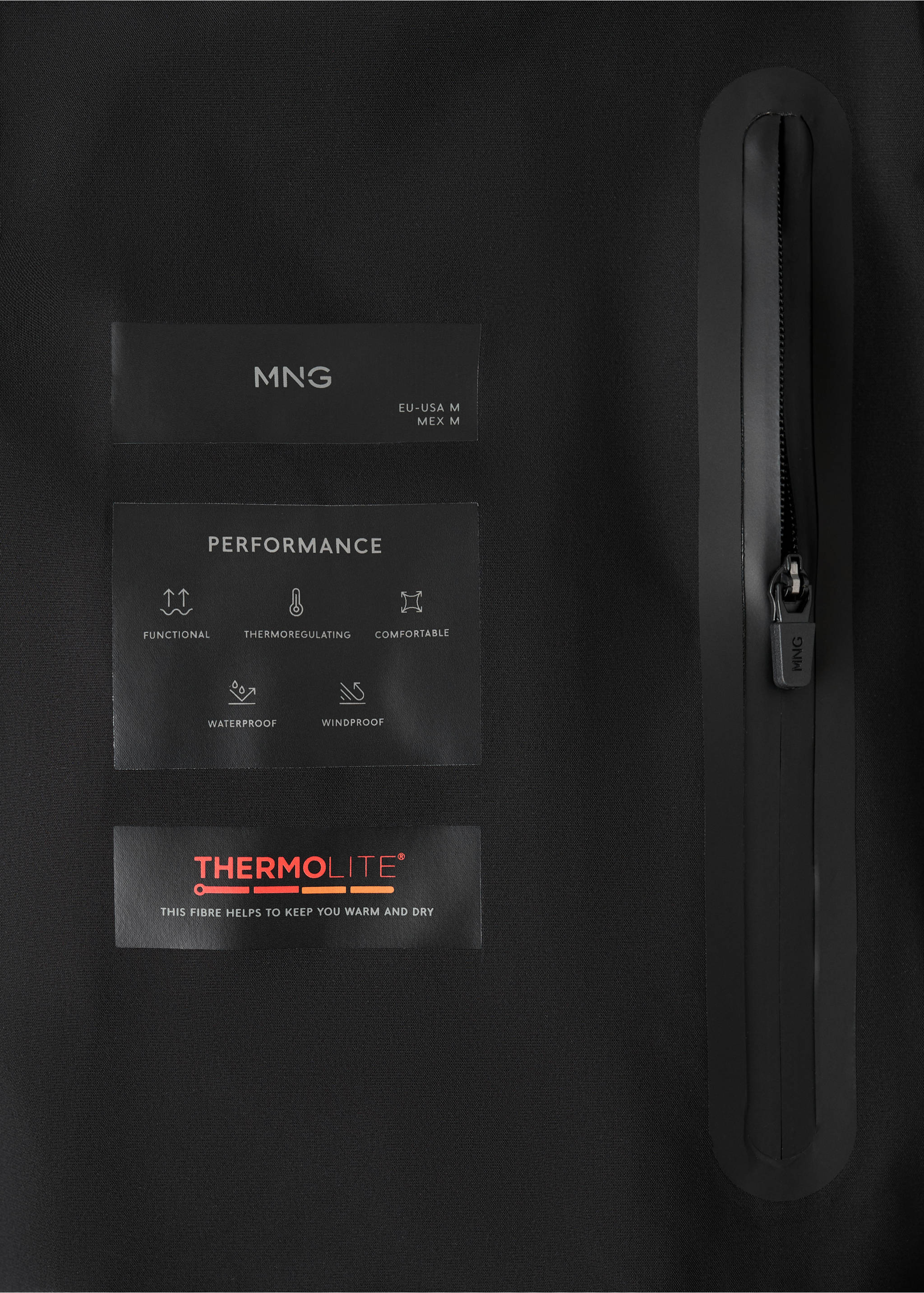 Anorak largo tejido waterproof relleno Thermolite® - Detalle del artículo 0, Negro. Ref: 17099204-00.