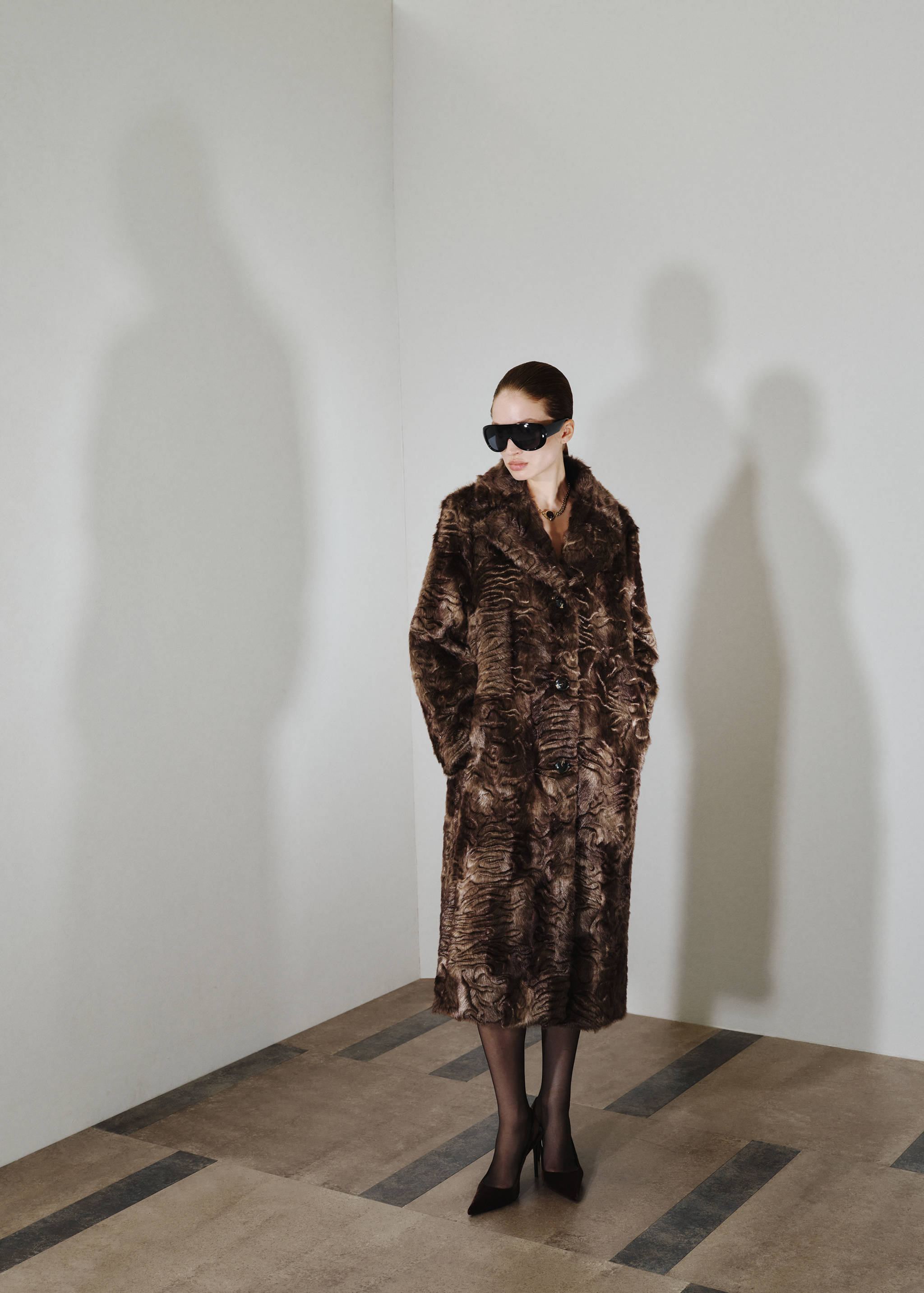 Textured faux-fur coat - General plane