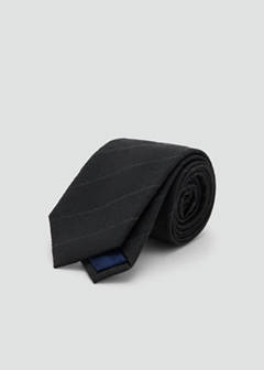Striped wool-blend tie — Black 2
