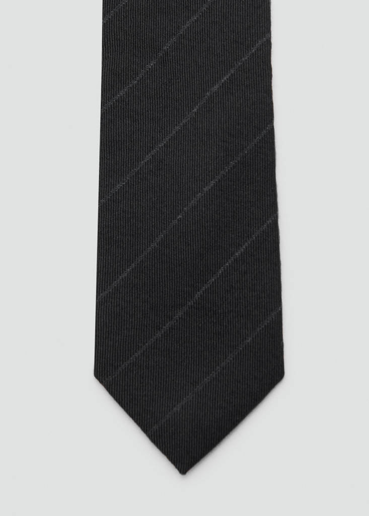 Striped wool-blend tie — Black