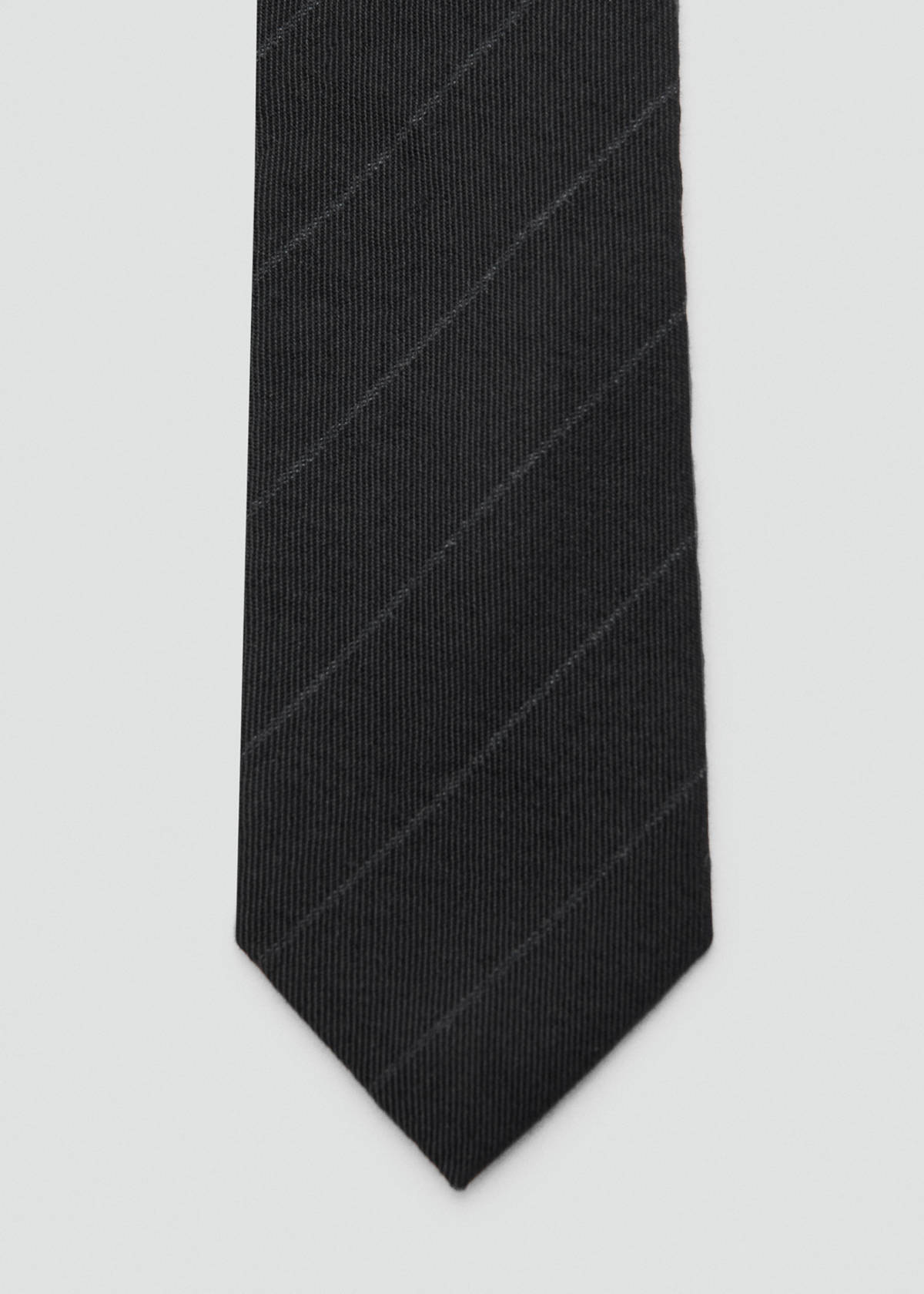 Striped wool-blend tie — Black