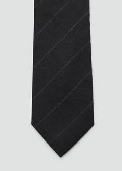 Striped wool-blend tie — Black 3