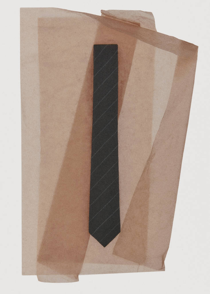 Striped wool-blend tie — Black
