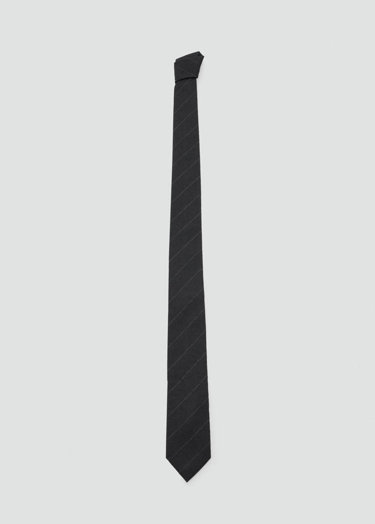 Striped wool-blend tie — Black