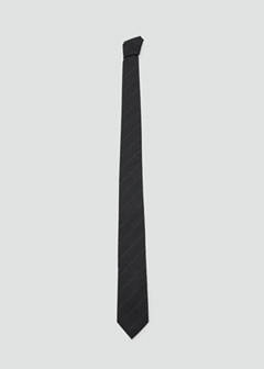 Striped wool-blend tie — Black 1