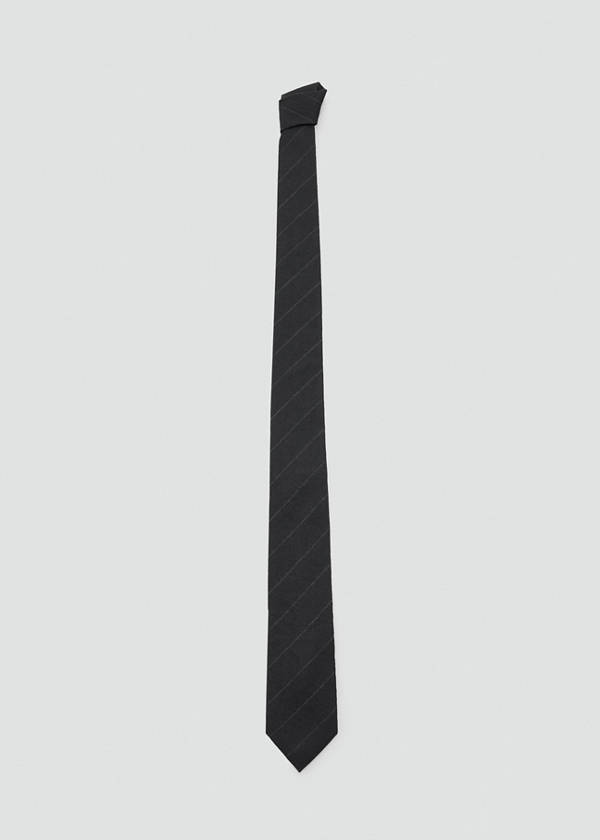 Striped wool-blend tie — Black