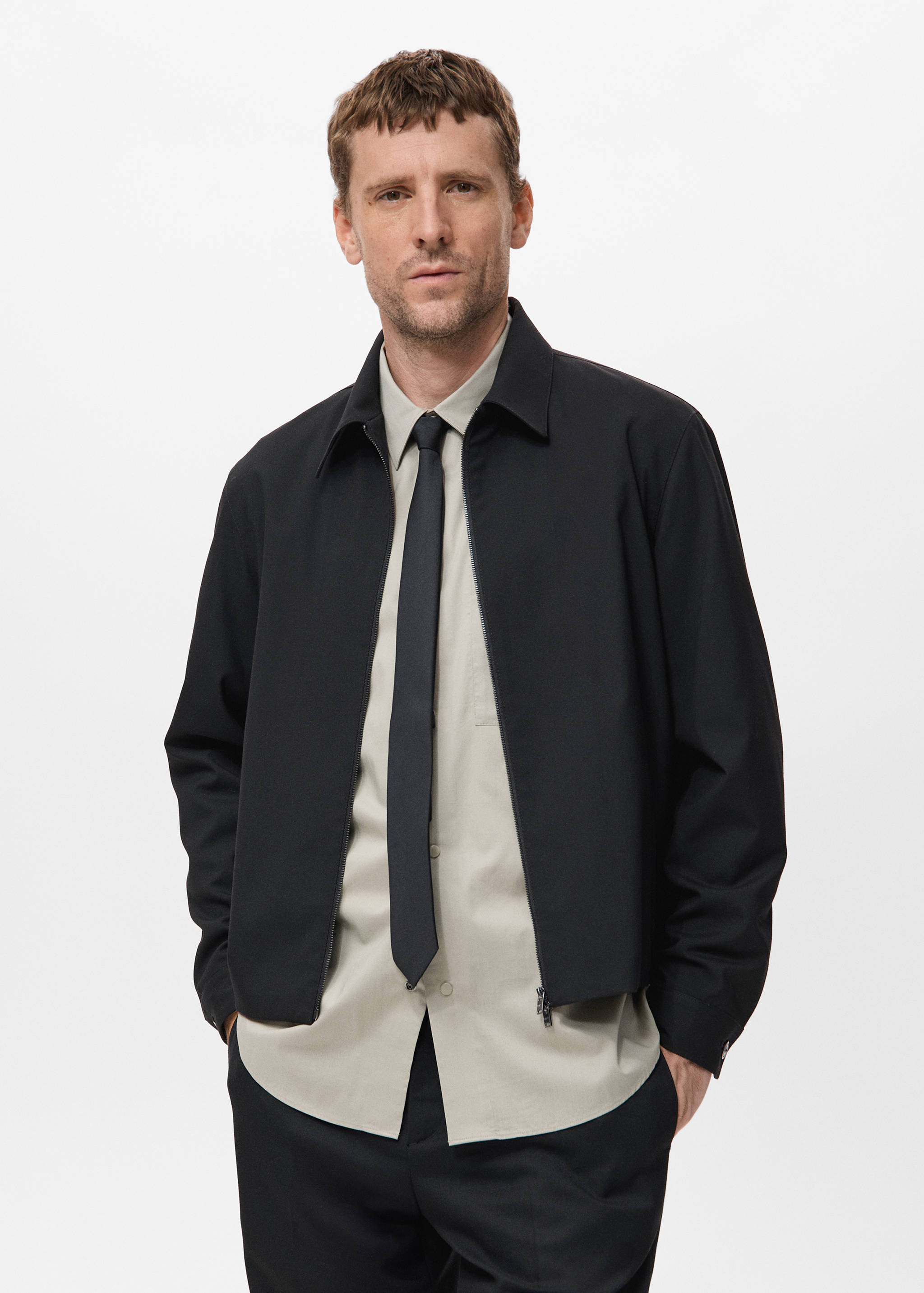 Straight-fit jacket with pockets - Medium plane