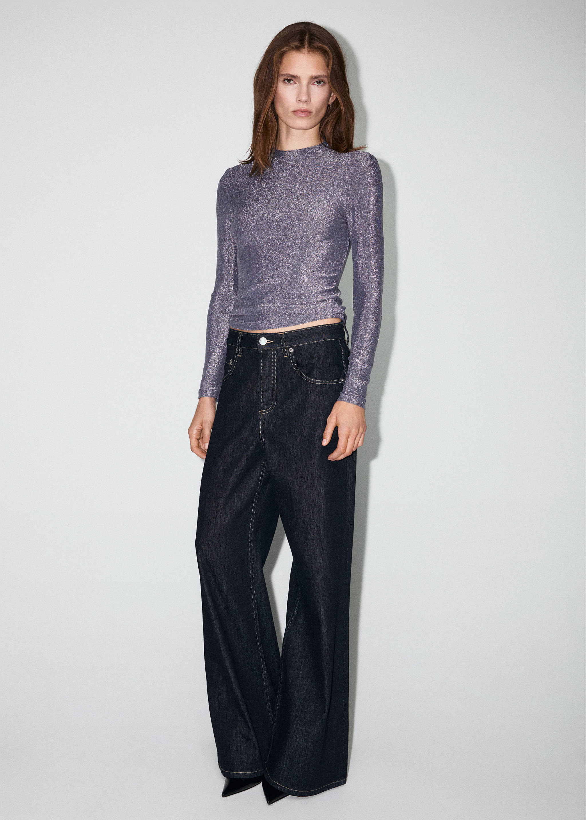 Lurex t-shirt with perkins neck - General plane