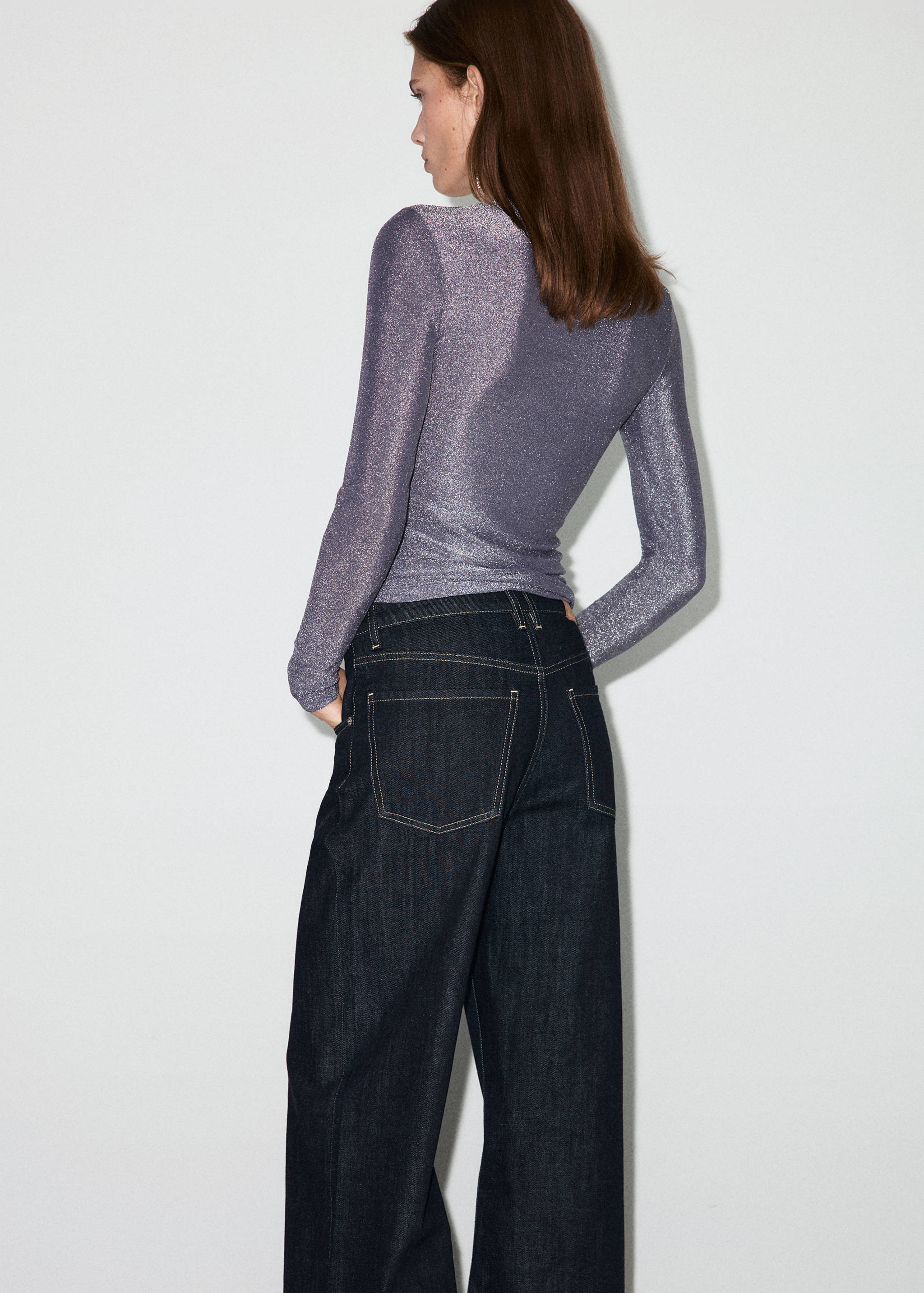 Lurex t-shirt with perkins neck - Reverse of the article