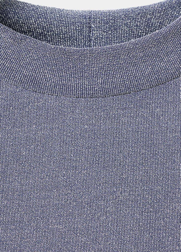 Lurex t-shirt with perkins neck — Blue