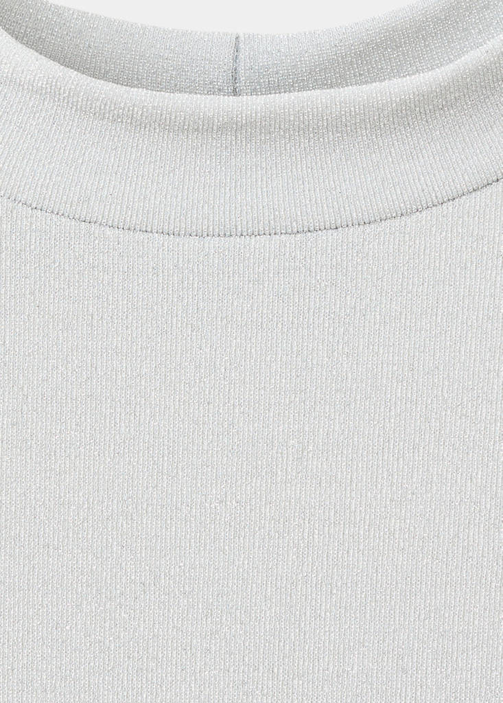 Lurex t-shirt with perkins neck — Grey