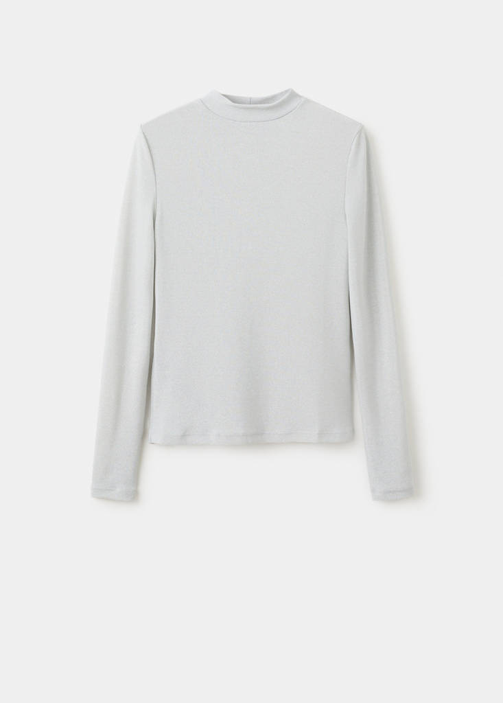 Lurex t-shirt with perkins neck — Grey