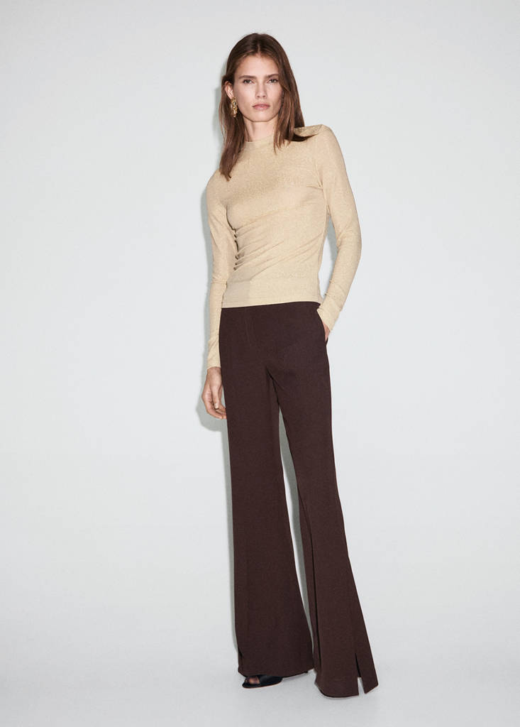 Lurex t-shirt with perkins neck — Gold