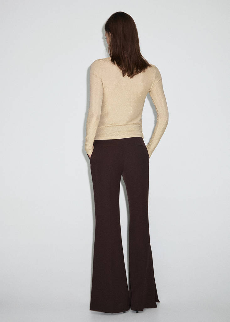 Lurex t-shirt with perkins neck — Gold