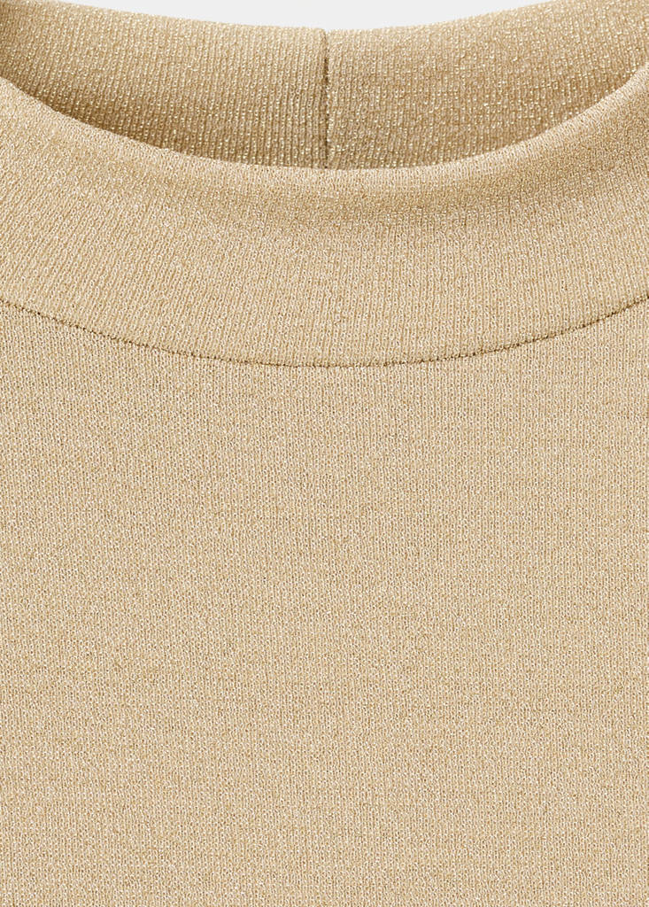 Lurex t-shirt with perkins neck — Gold