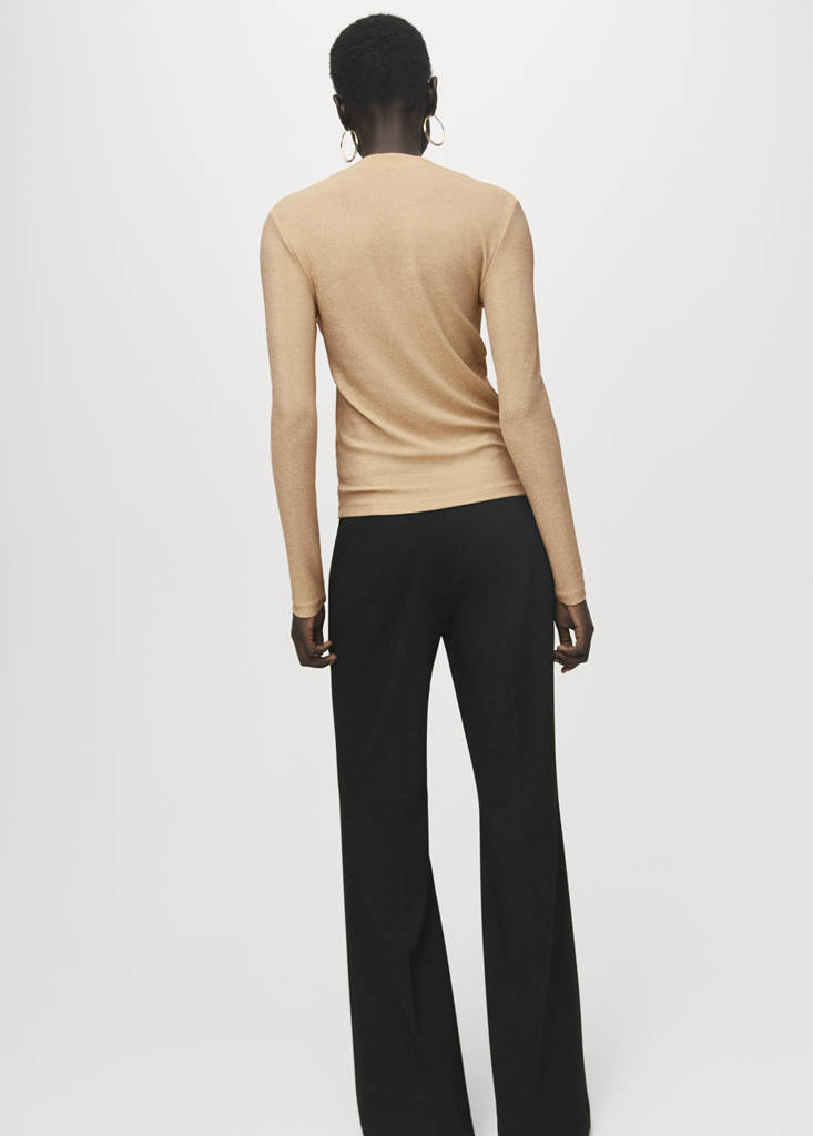 Lurex t-shirt with perkins neck — Gold