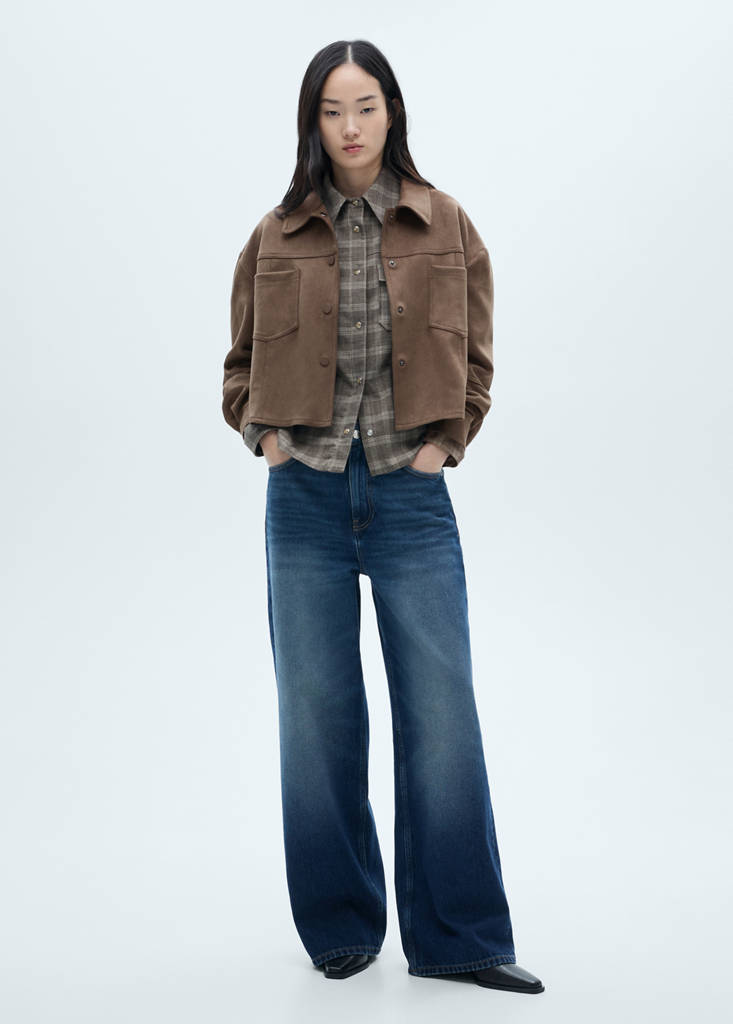Faux-leather jacket with pockets — Light/Pastel Brown