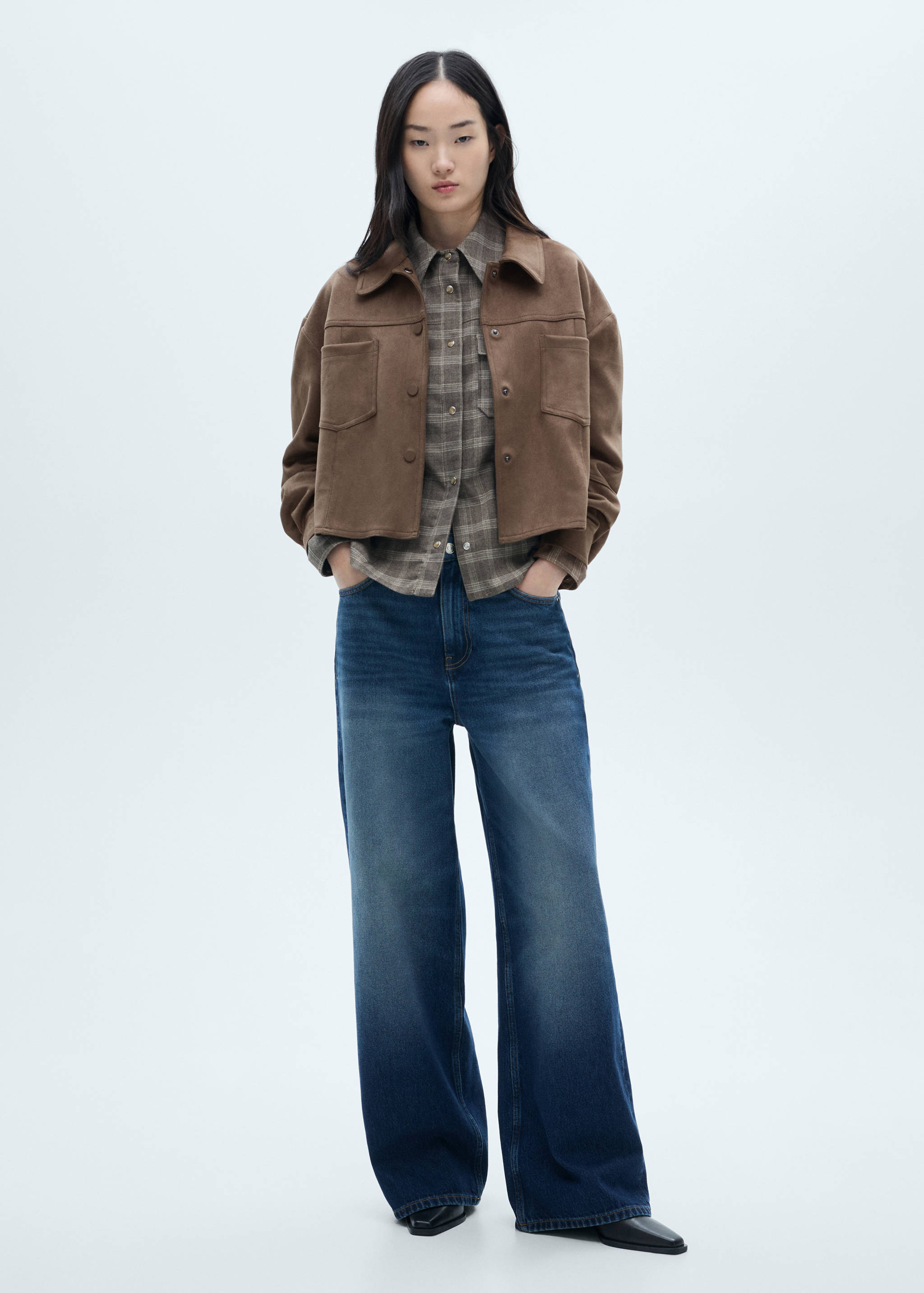 Faux-leather jacket with pockets - General plane