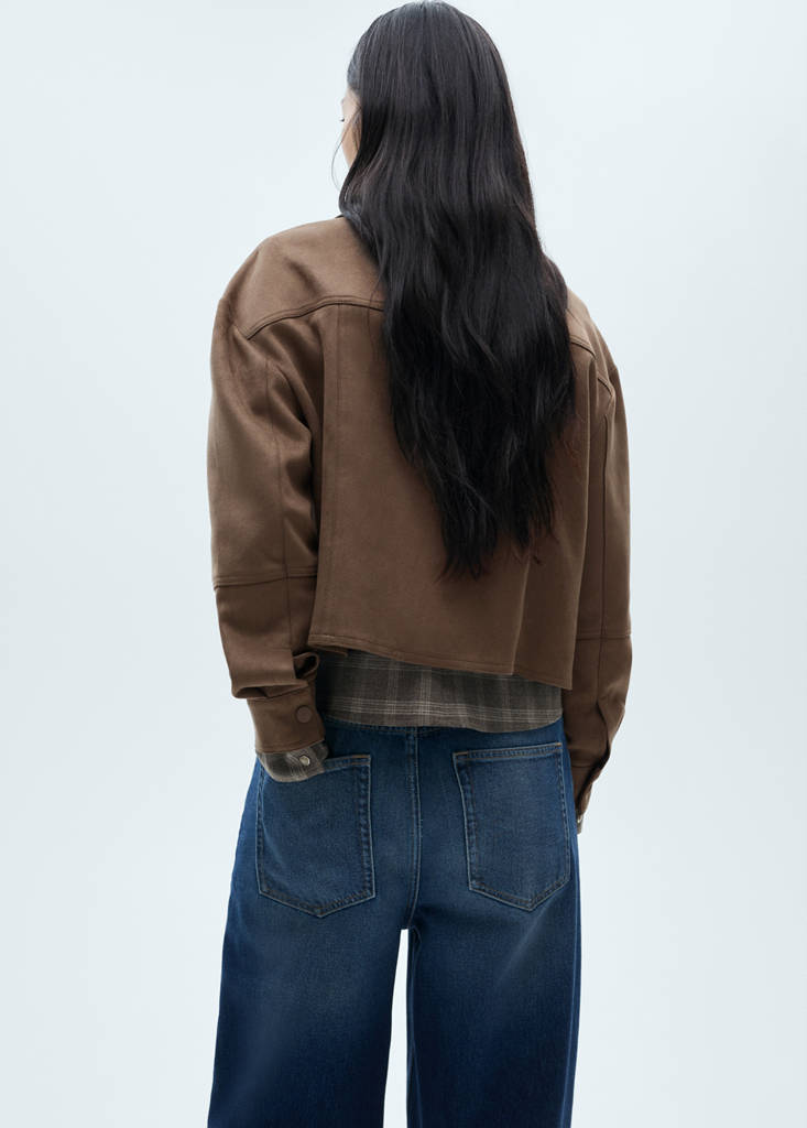 Faux-leather jacket with pockets — Light/Pastel Brown