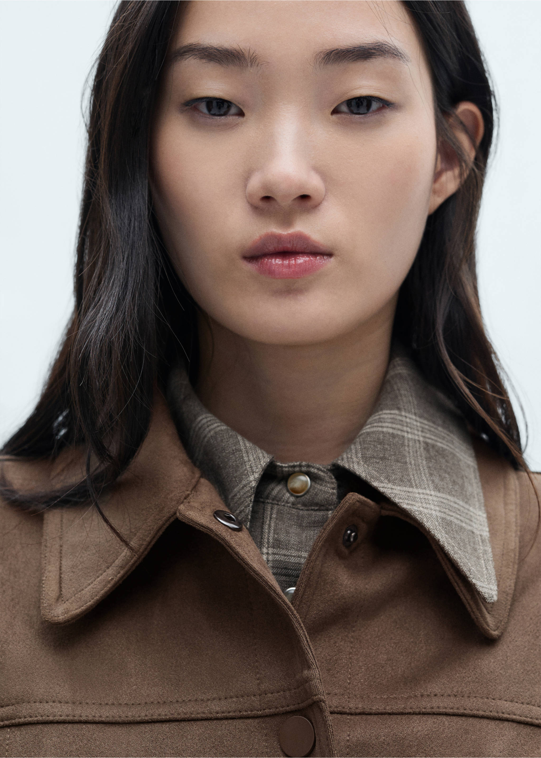 Faux-leather jacket with pockets - Details of the article 1, Light/Pastel Brown. Ref: 17137696-00.