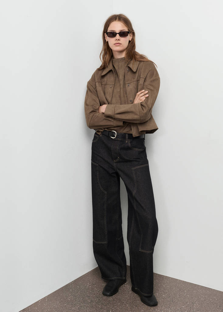 Faux-leather jacket with pockets — Light/Pastel Brown