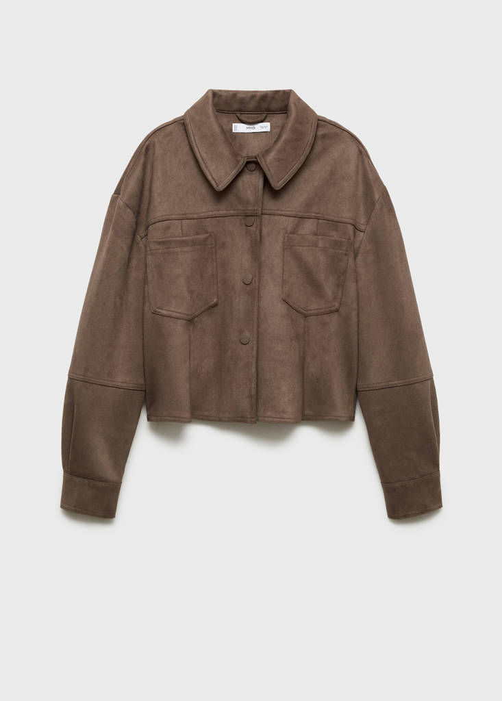 Faux-leather jacket with pockets — Light/Pastel Brown