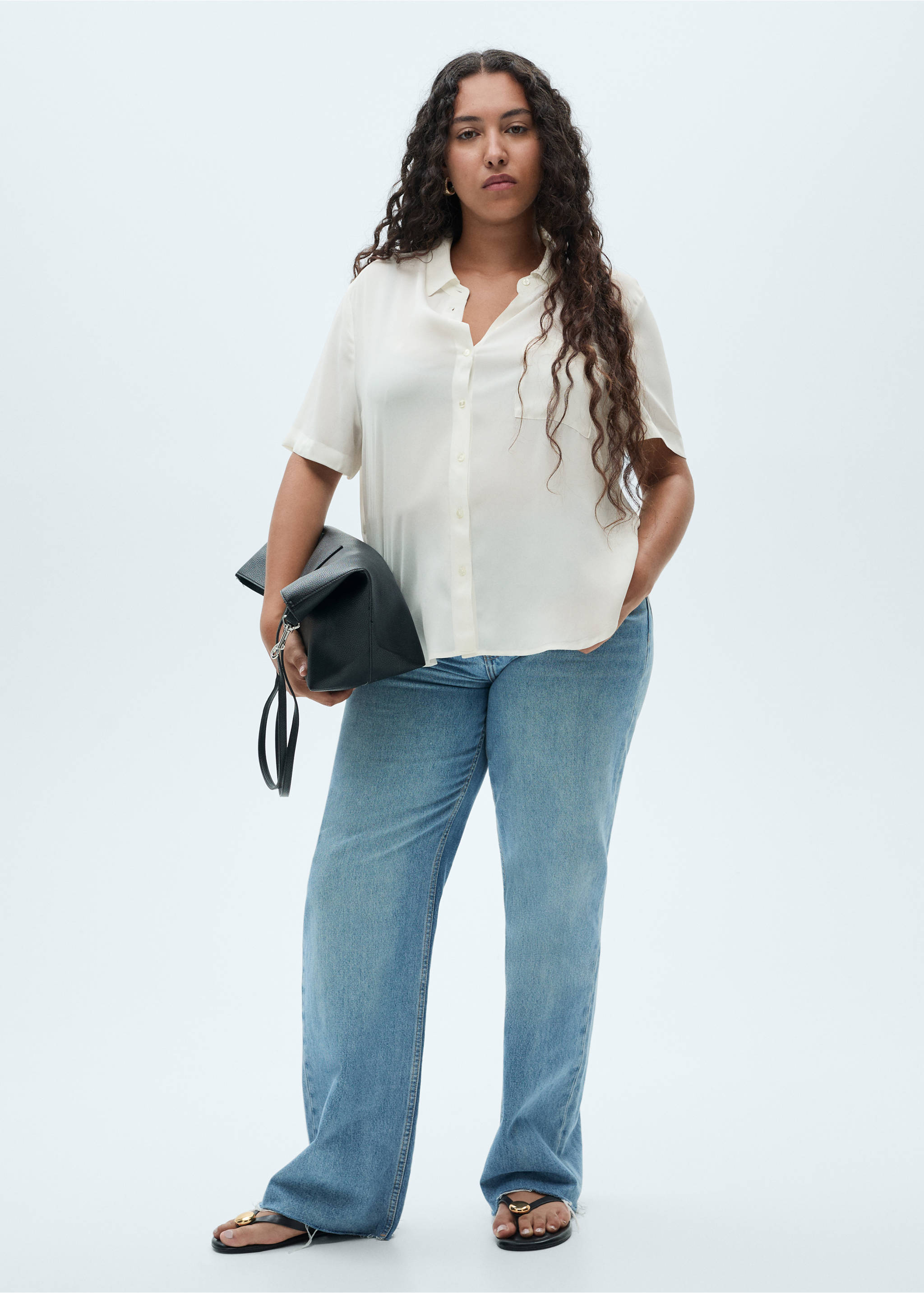 Chemise fluide manches courtes - Détail de l'article 3, Blanc cassé. Ref: 17140346-00.