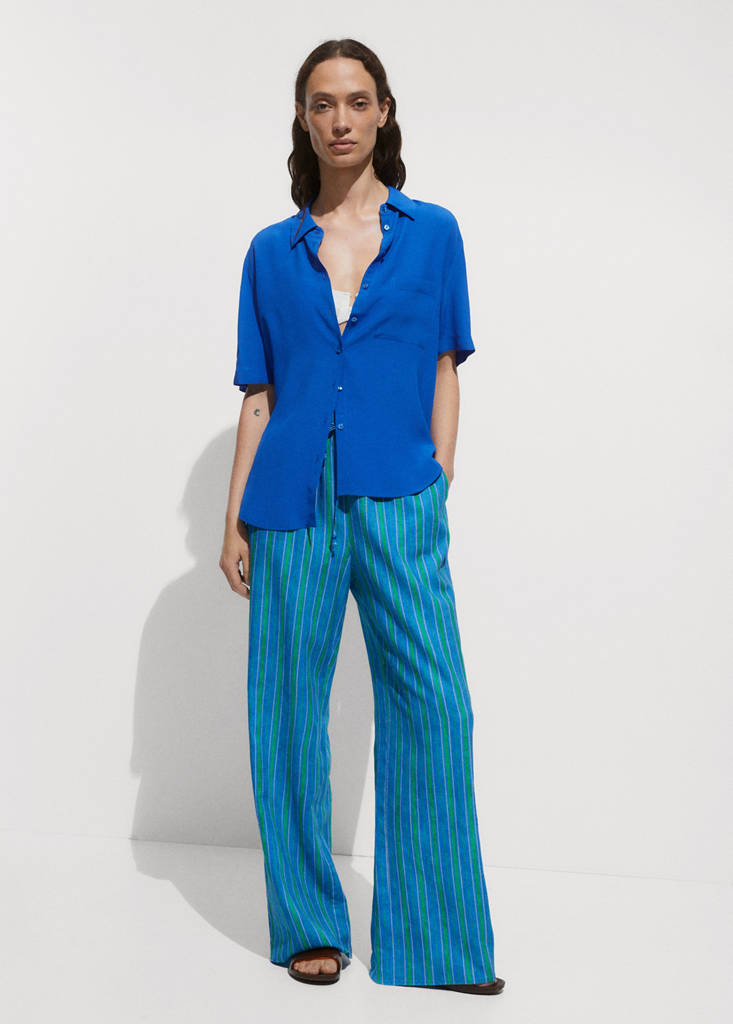 Short sleeve fluid shirt — Blue