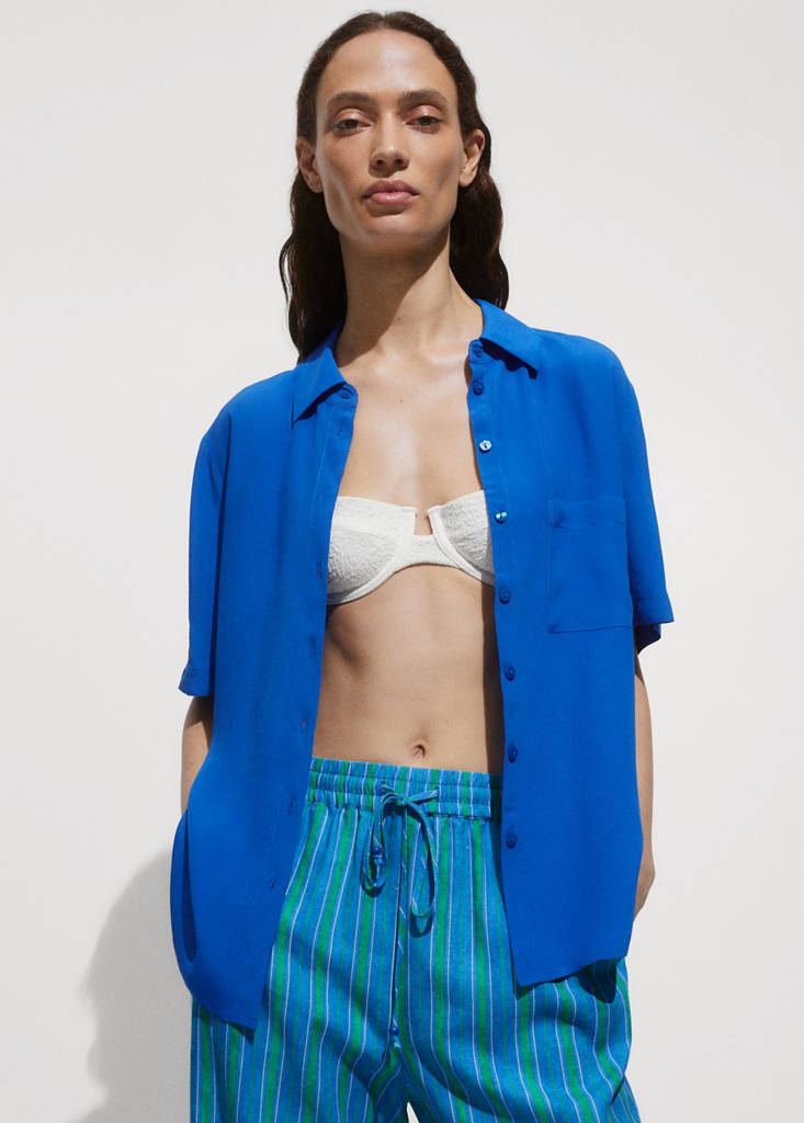 Short sleeve fluid shirt — Blue