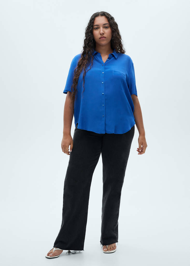 Short sleeve fluid shirt — Blue
