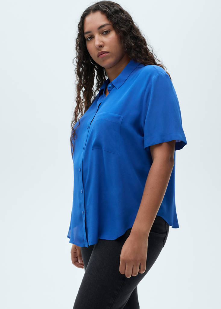 Short sleeve fluid shirt — Blue