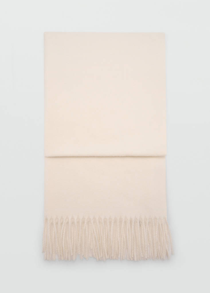 Fringed edge scarf — Ecru