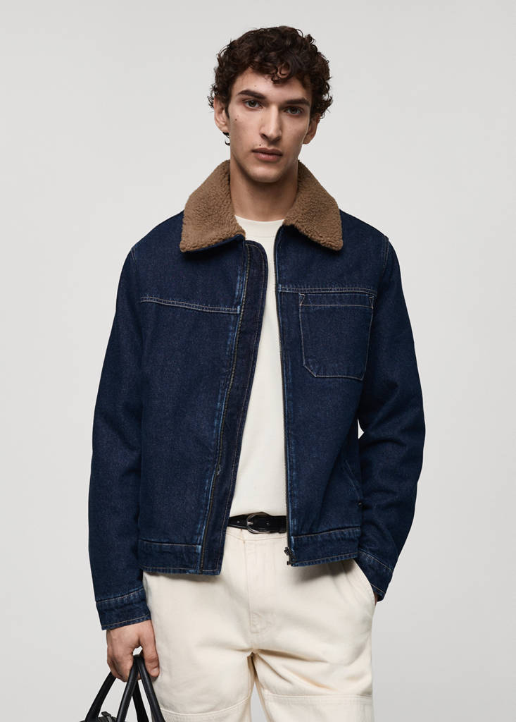 Denim jacket with shearling lining - thumbnail 2