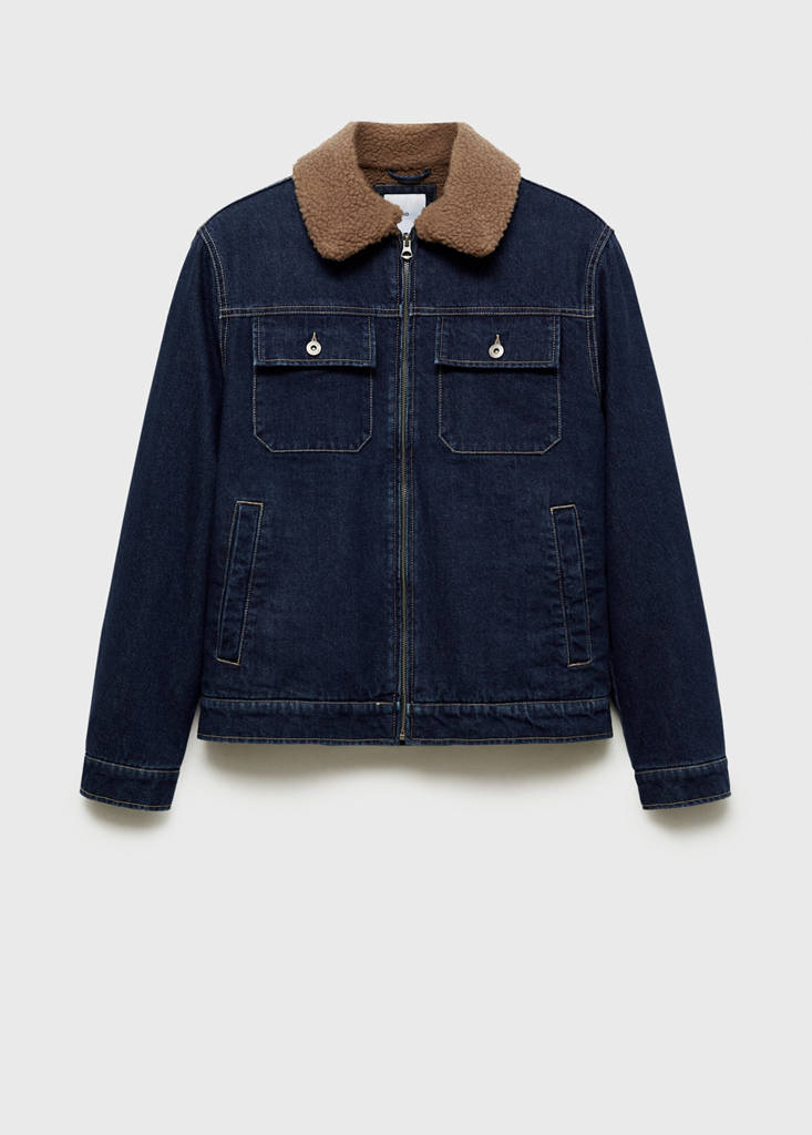 Denim jacket with shearling lining - thumbnail 4