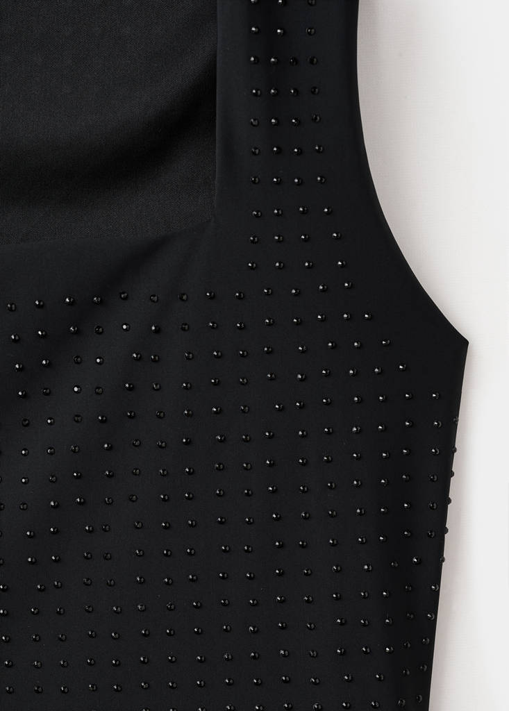 Strappy top with rhinestone detail — Black