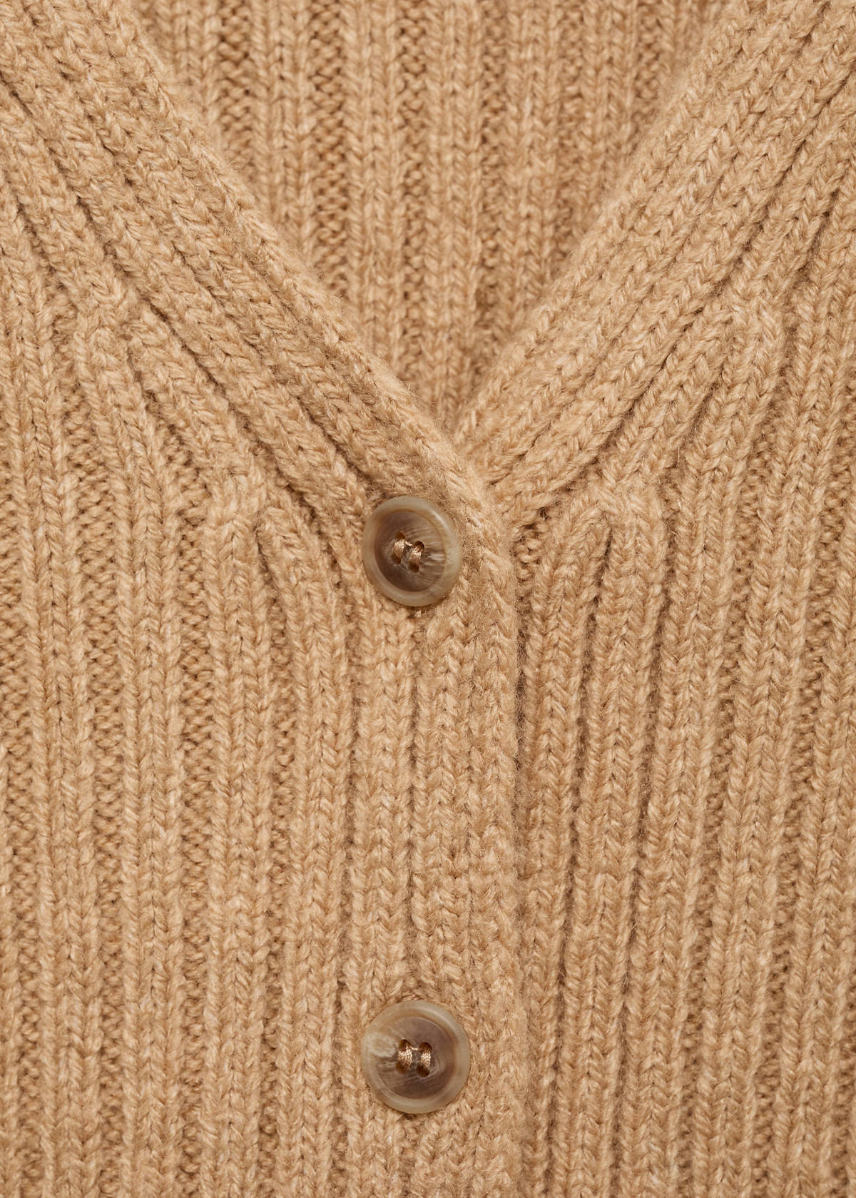 V-neck ribbed cardigan — Medium Brown