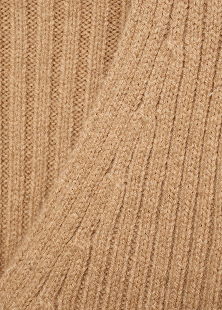 V-neck ribbed cardigan — Medium Brown