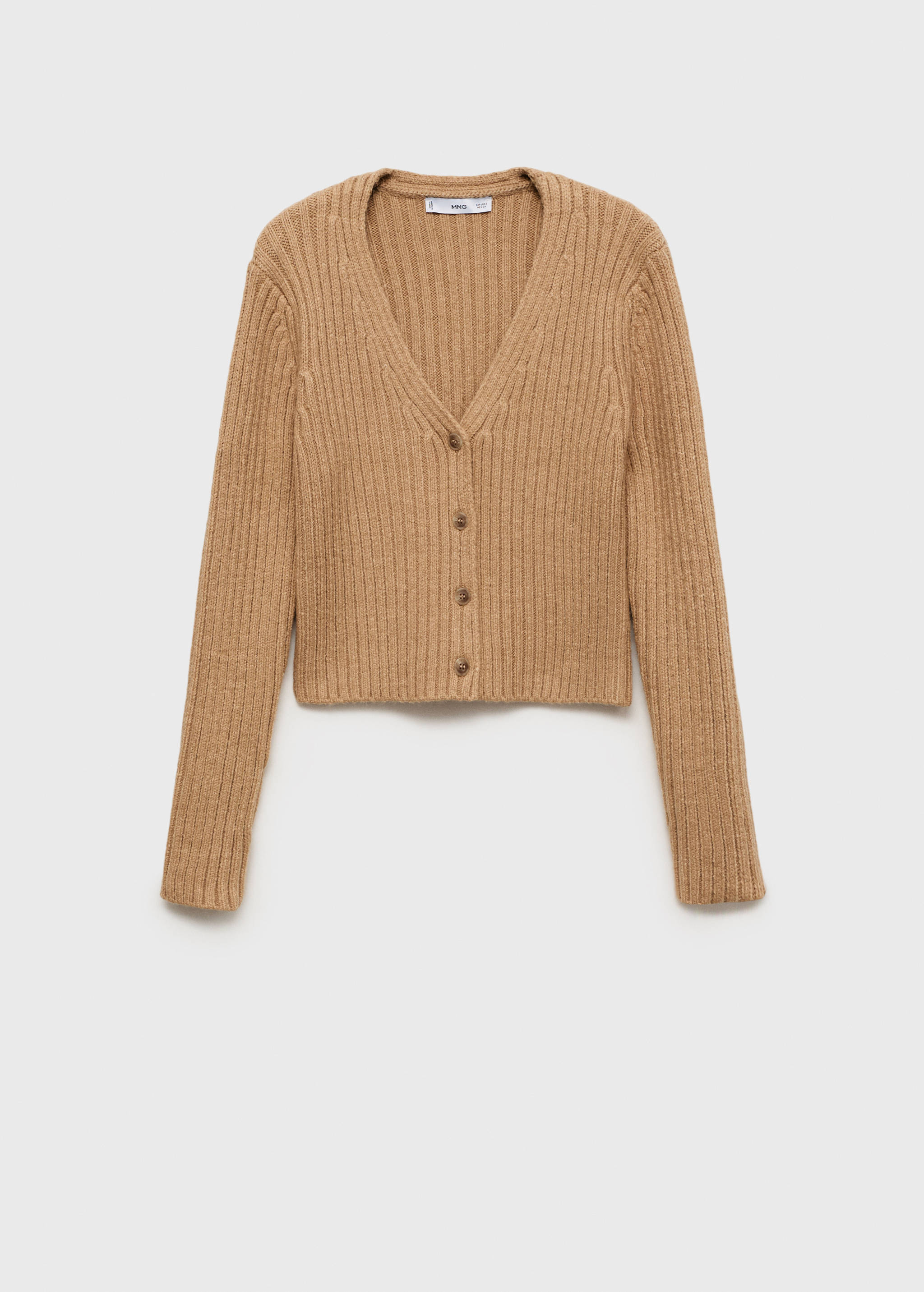 V-neck ribbed cardigan - Article without model