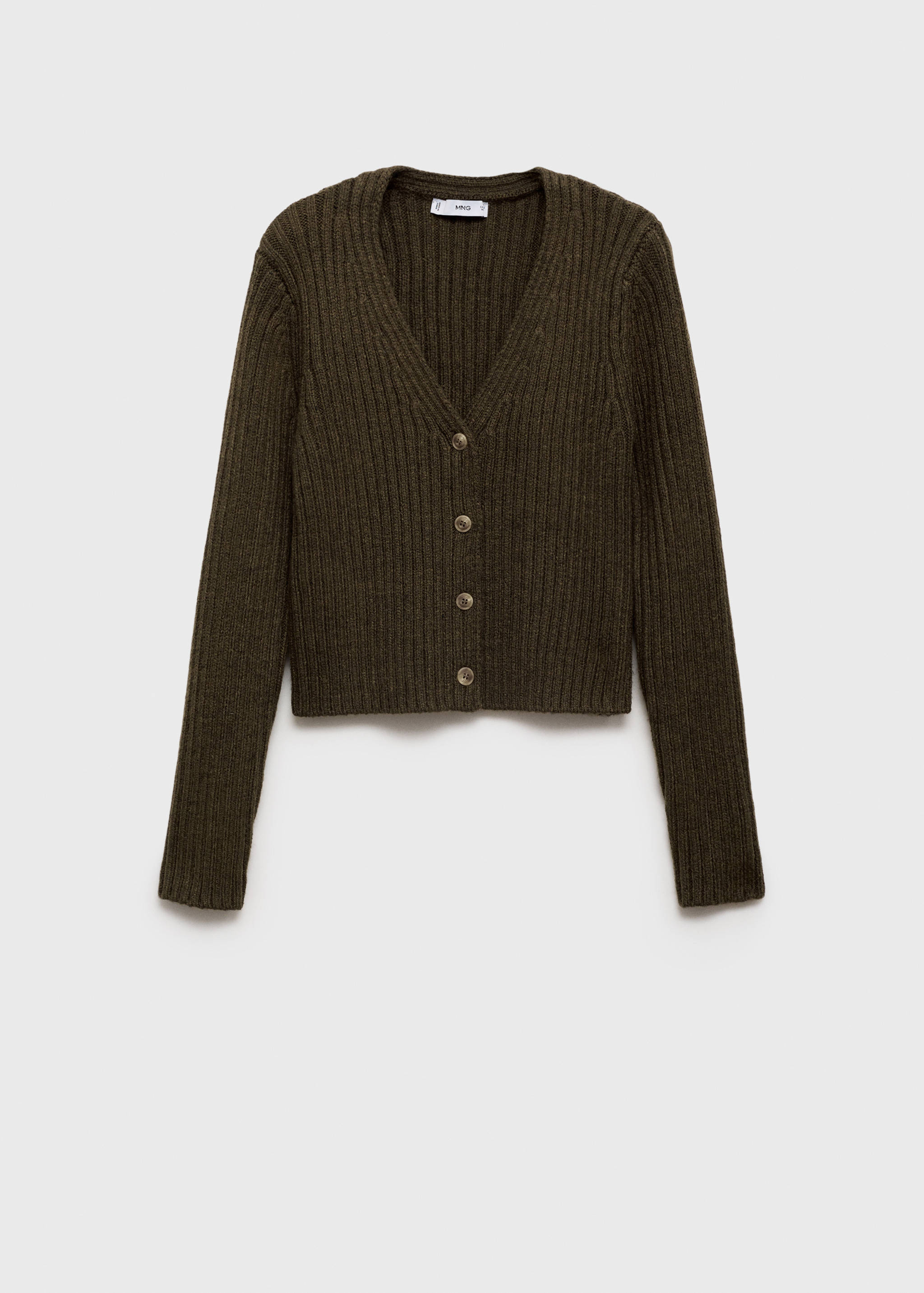 Cárdigan canalé cuello pico - Artículo sin modelo