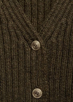 V-neck ribbed cardigan — Khaki 8