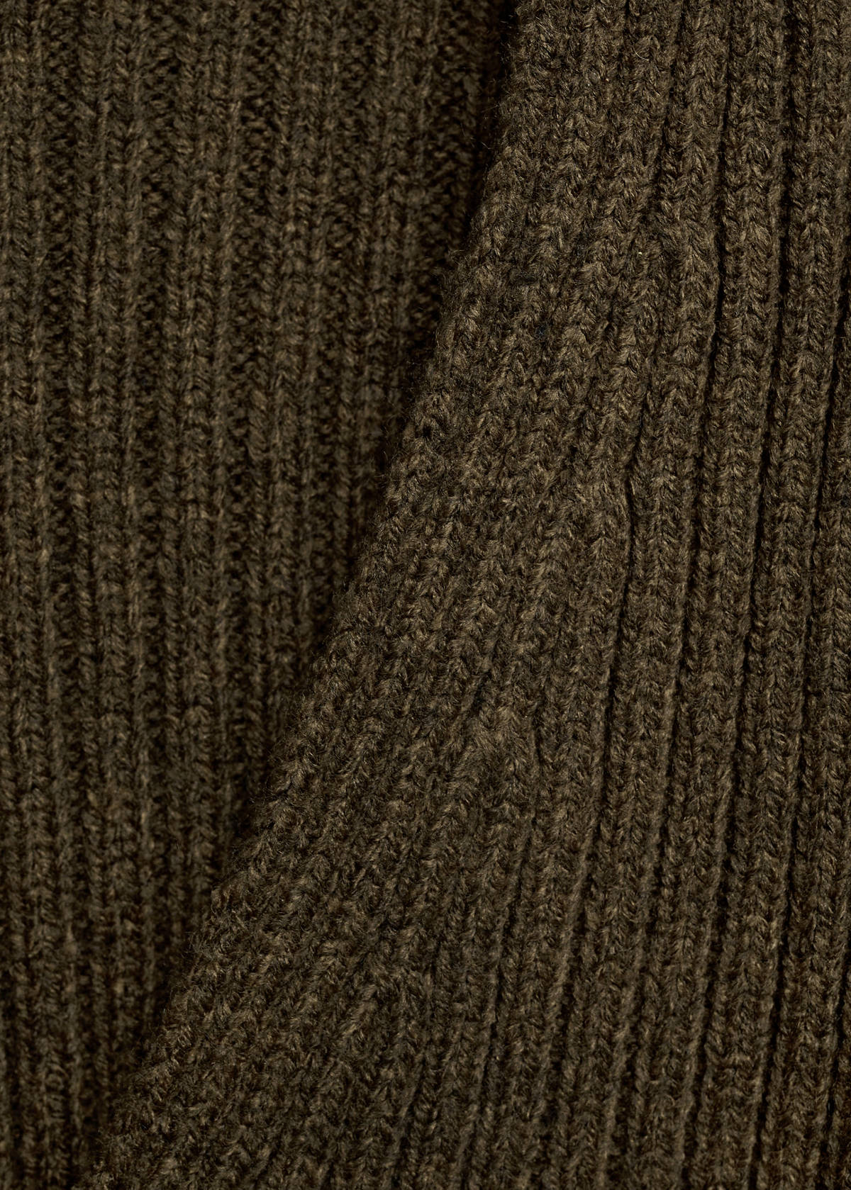 V-neck ribbed cardigan — Khaki