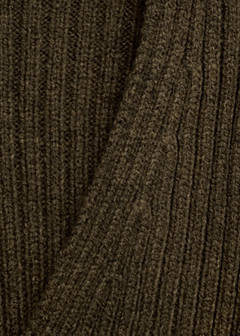 V-neck ribbed cardigan — Khaki 9