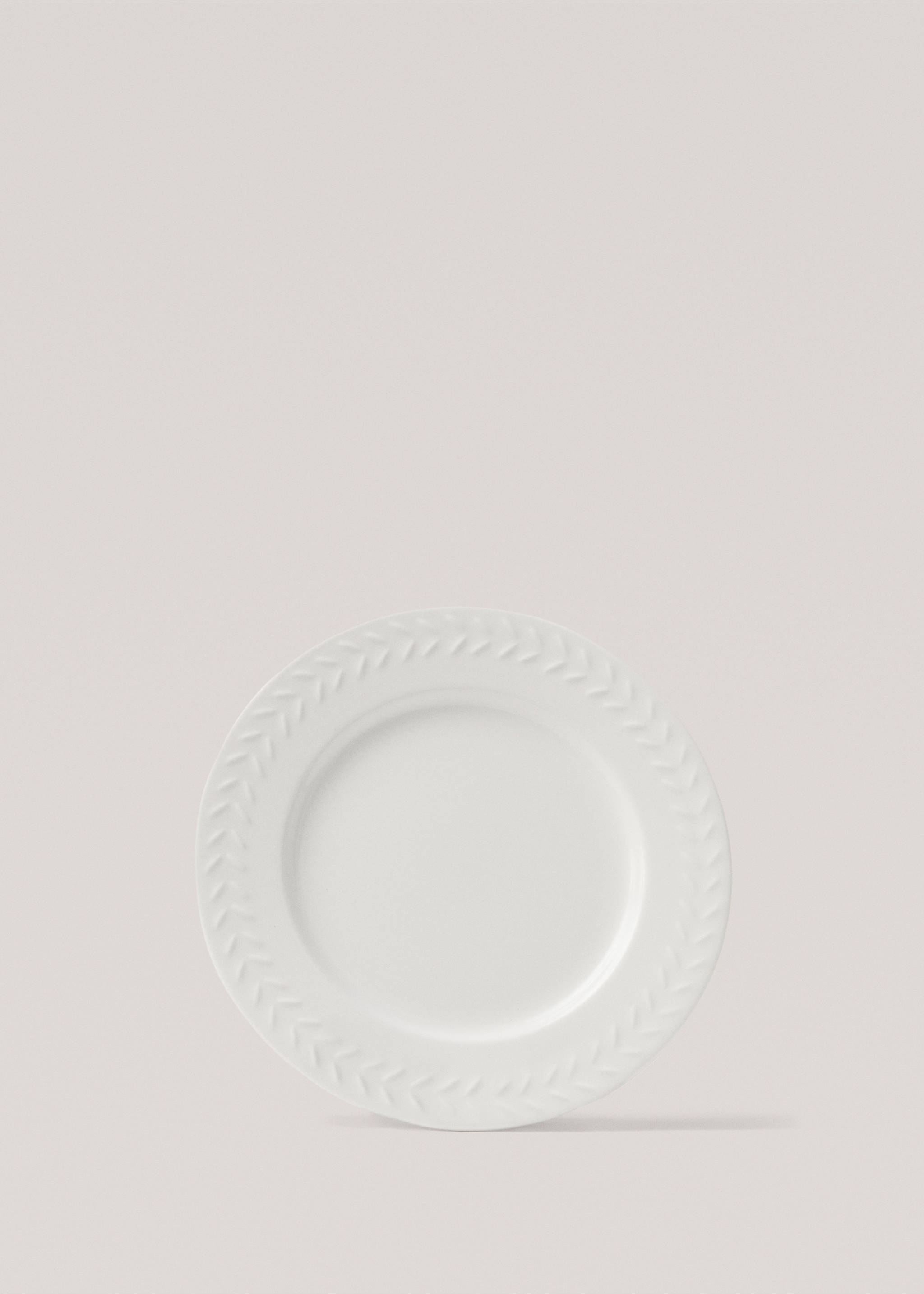 Dessertteller aus Steingut mit Ährenrelief - Artikel ohne Model, Weiß. Ref: 17180604-00.