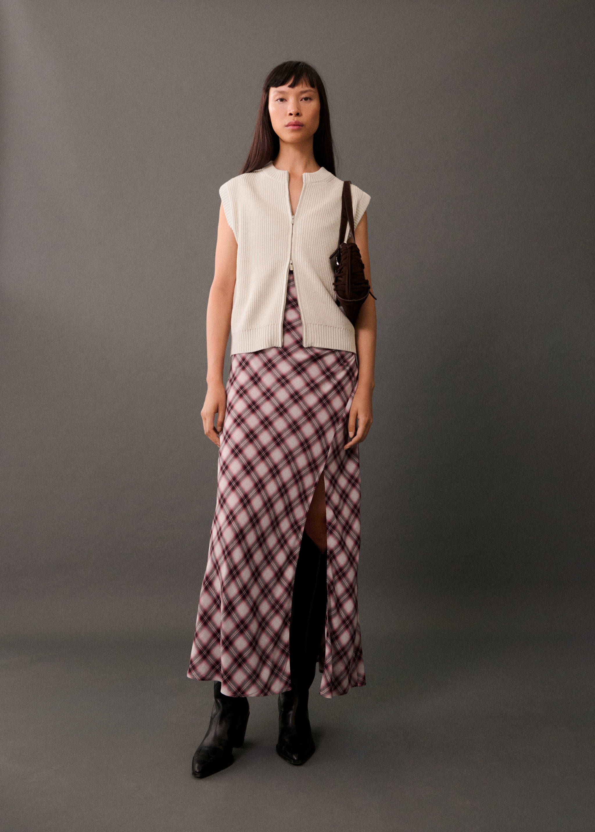 Gebreid gilet met rits - Overzichtstekening